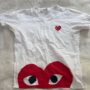 Comme des Garcons Kids White Tee with Red heart